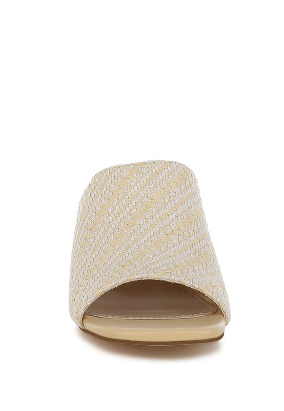 Morgana Woven Raffia Block Heel Slip-Ons
