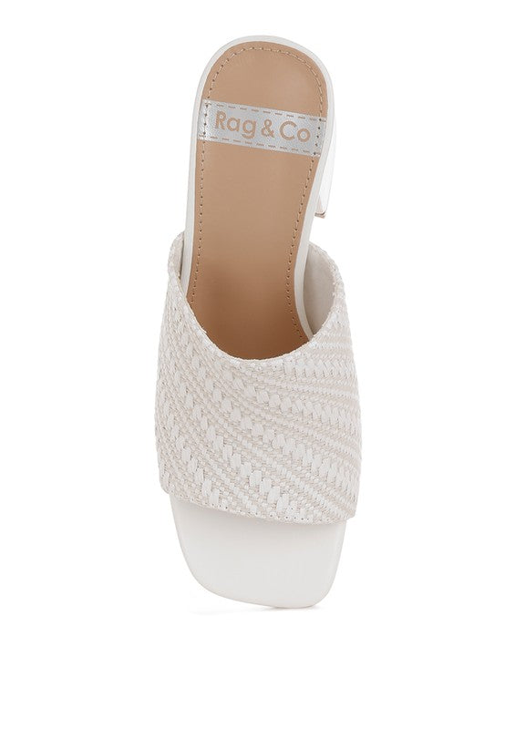 Morgana Woven Raffia Block Heel Slip-Ons