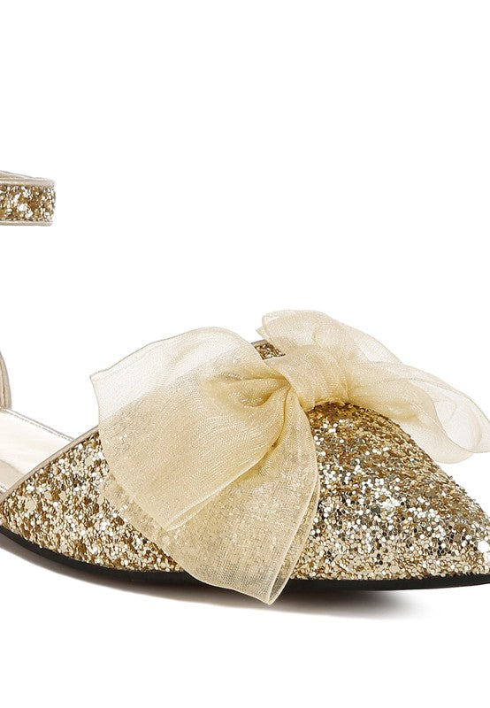 Clarice Glitter Bow Flat Sandals