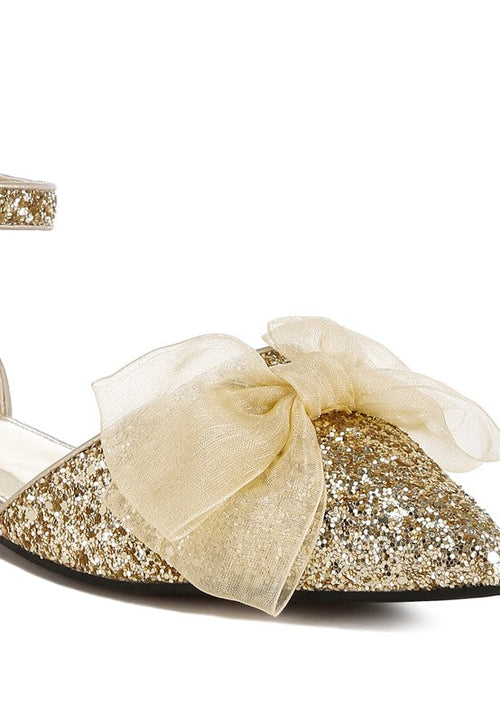 Clarice Glitter Bow Flat Sandals
