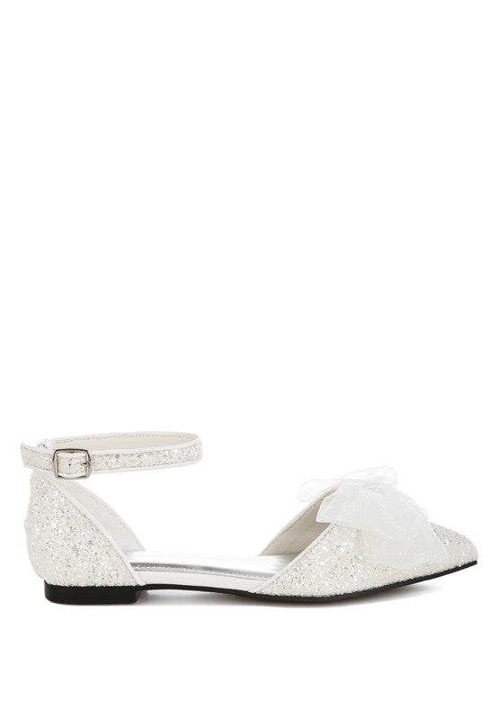 Clarice Glitter Bow Flat Sandals
