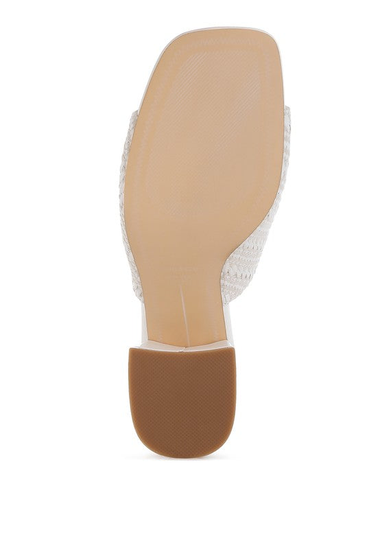 Morgana Woven Raffia Block Heel Slip-Ons
