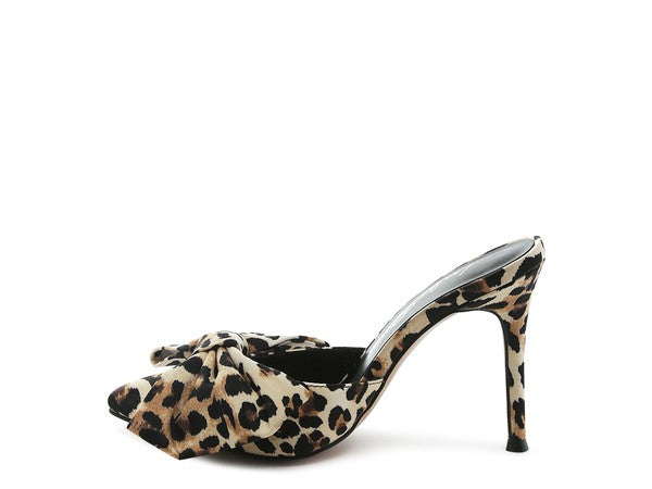 Joelle Bow Leopard Mule Heel