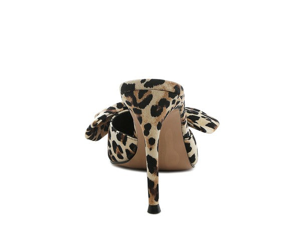 Joelle Bow Leopard Mule Heel