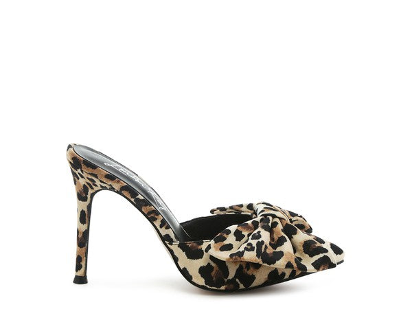 Joelle Bow Leopard Mule Heel