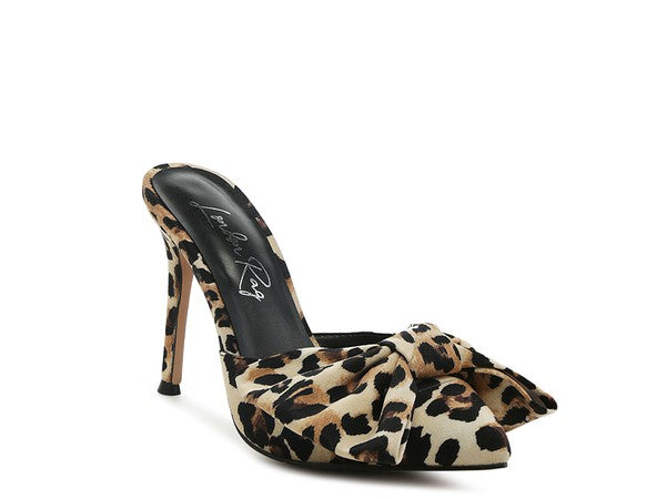 Joelle Bow Leopard Mule Heel