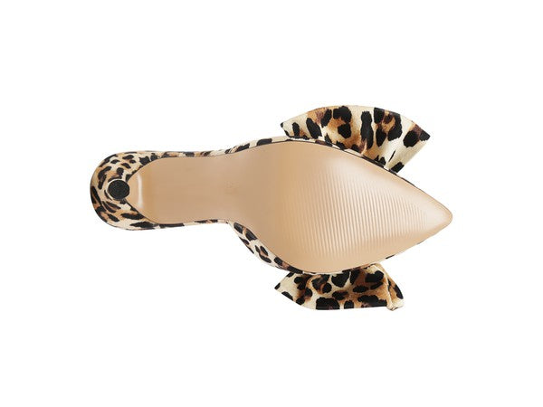 Joelle Bow Leopard Mule Heel