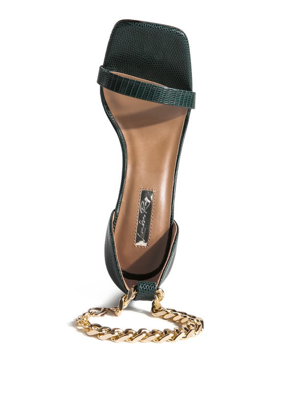 Venusta Gold Chain Heel Sandal