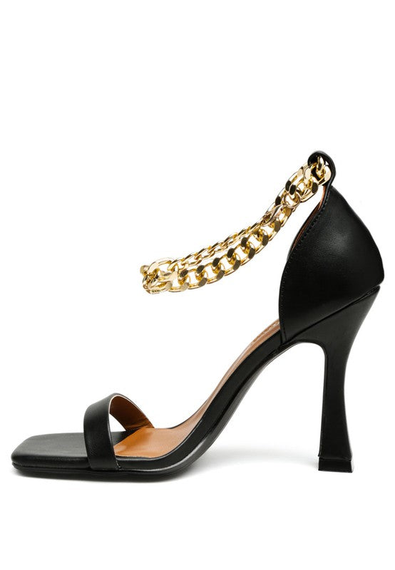 Venusta Gold Chain Heel Sandal