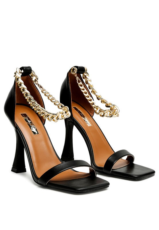 Venusta Gold Chain Heel Sandal