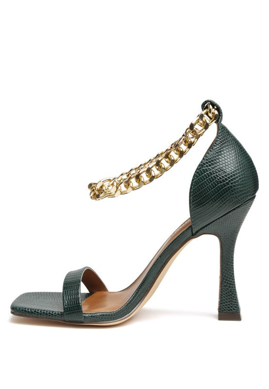 Venusta Gold Chain Heel Sandal