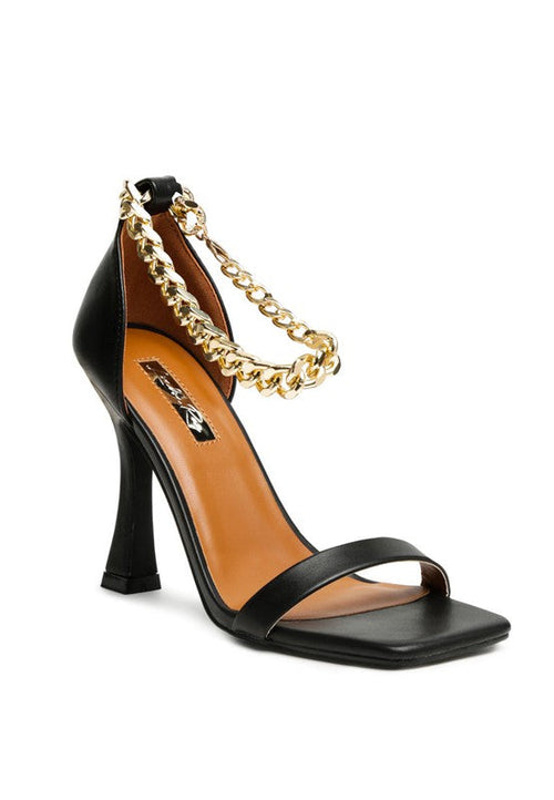 Venusta Gold Chain Heel Sandal