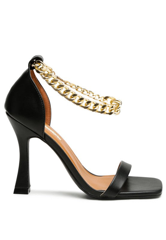 Venusta Gold Chain Heel Sandal