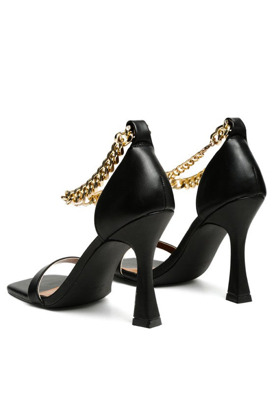 Venusta Gold Chain Heel Sandal
