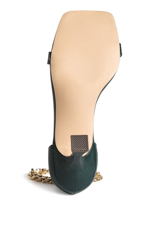 Venusta Gold Chain Heel Sandal