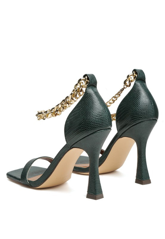 Venusta Gold Chain Heel Sandal
