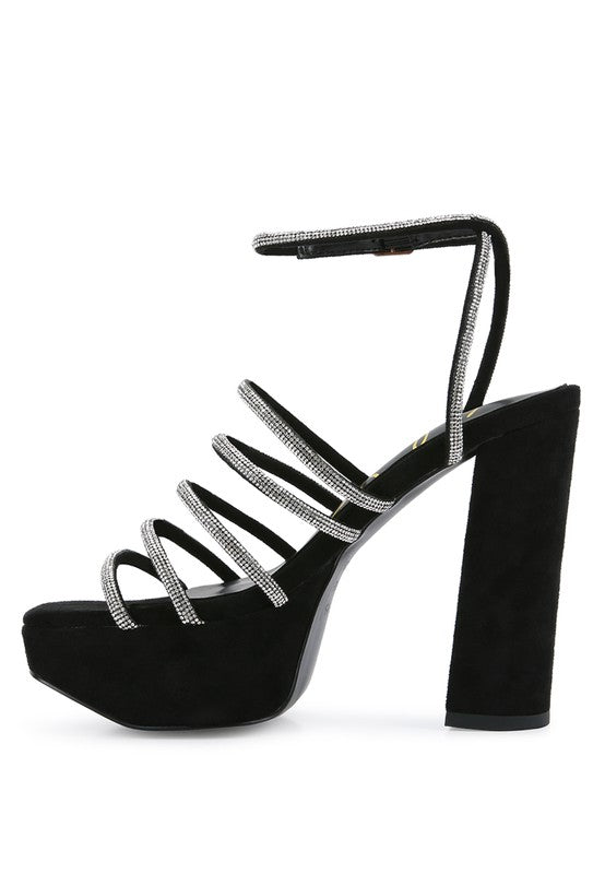 Tricks Rhinestone Block Heel Sandals