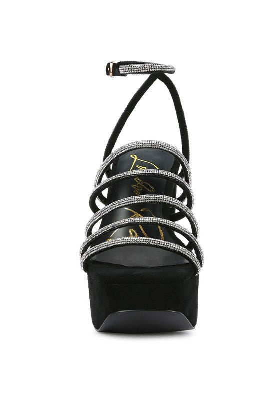 Tricks Rhinestone Block Heel Sandals