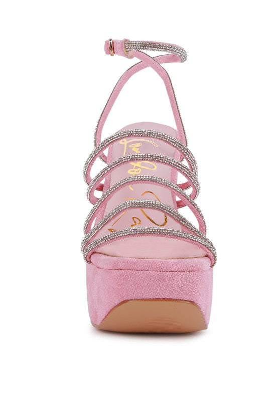 Tricks Rhinestone Block Heel Sandals