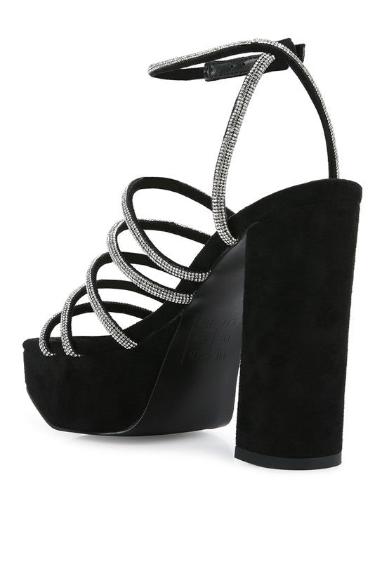Tricks Rhinestone Block Heel Sandals