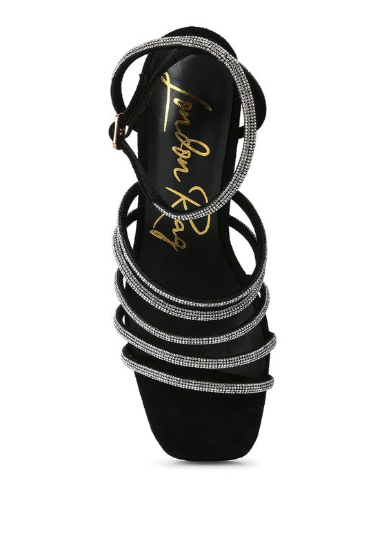Tricks Rhinestone Block Heel Sandals