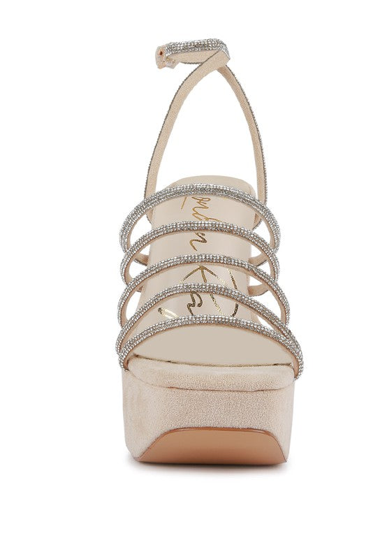 Tricks Rhinestone Block Heel Sandals