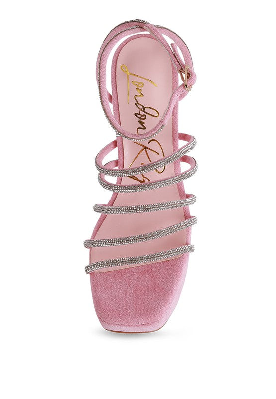 Tricks Rhinestone Block Heel Sandals