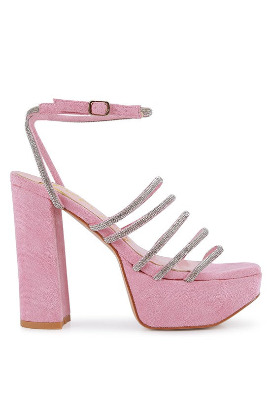Tricks Rhinestone Block Heel Sandals