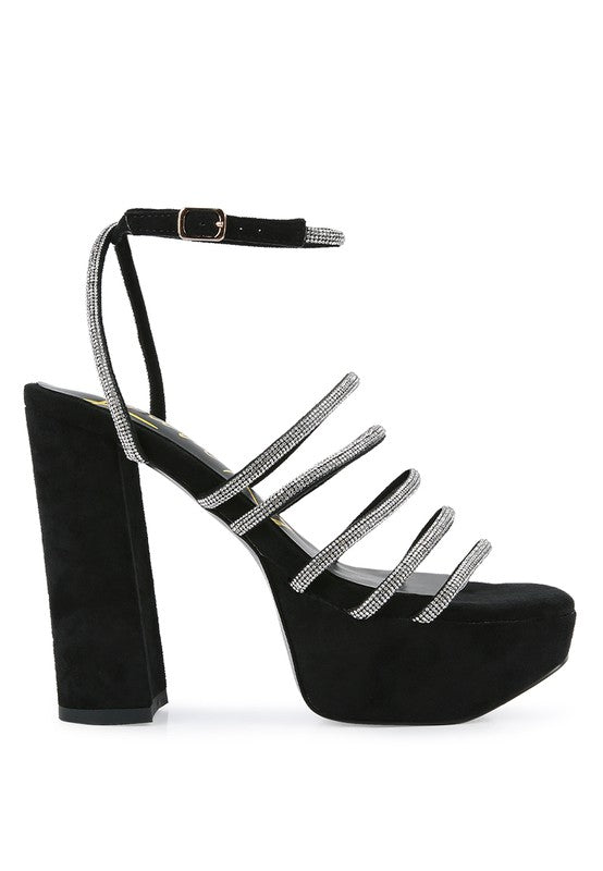 Tricks Rhinestone Block Heel Sandals