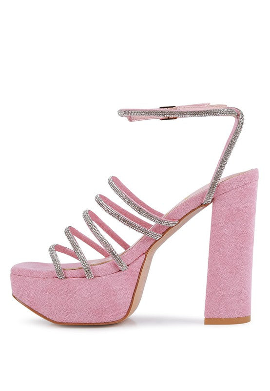 Tricks Rhinestone Block Heel Sandals
