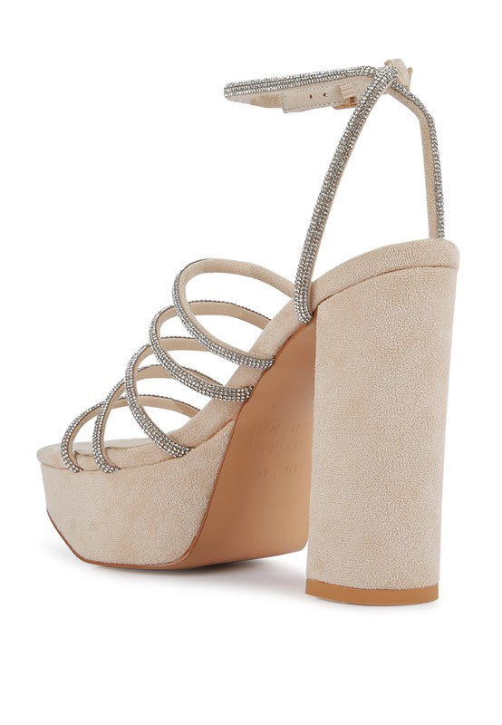 Tricks Rhinestone Block Heel Sandals