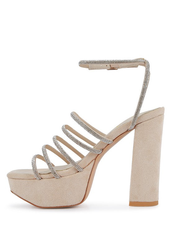 Tricks Rhinestone Block Heel Sandals