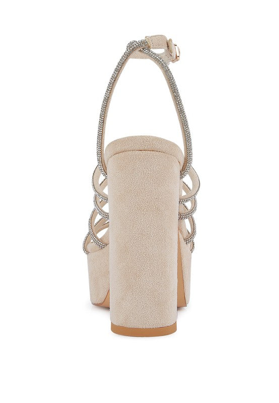 Tricks Rhinestone Block Heel Sandals