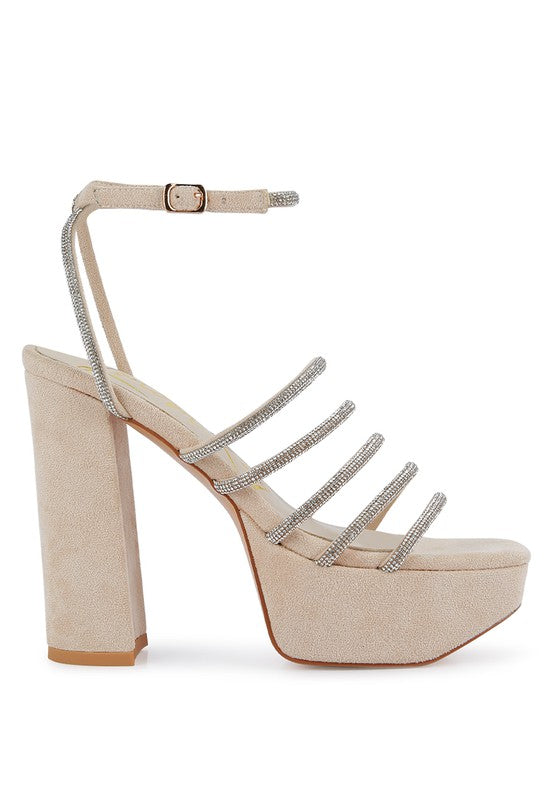 Tricks Rhinestone Block Heel Sandals