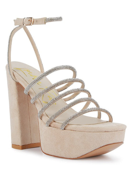 Tricks Rhinestone Platform Block Heel Sandal