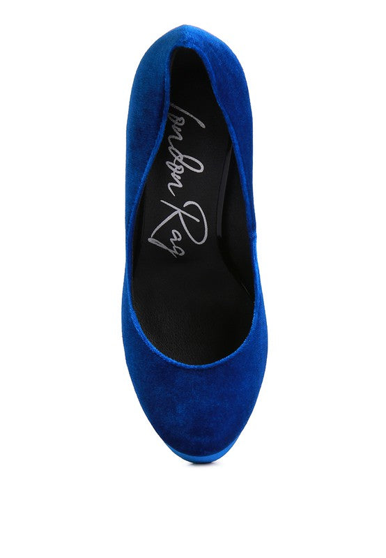 Old Novelty Velvet Platform Block Heel Pumps
