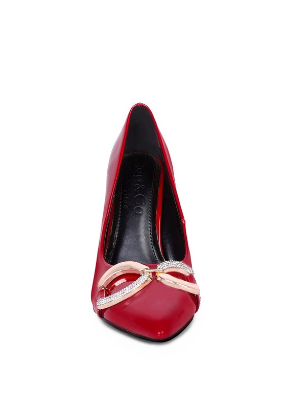 Cocktail Rhinestone Buckle Stiletto Pumps
