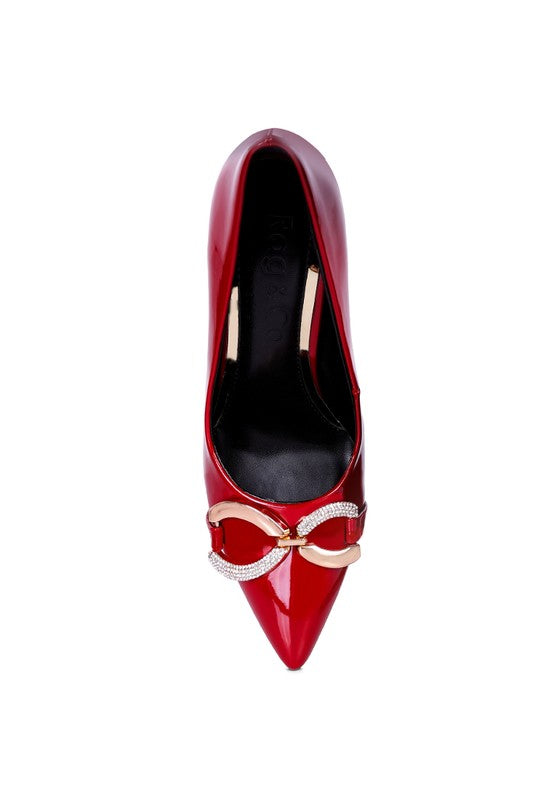 Cocktail Rhinestone Buckle Stiletto Pumps