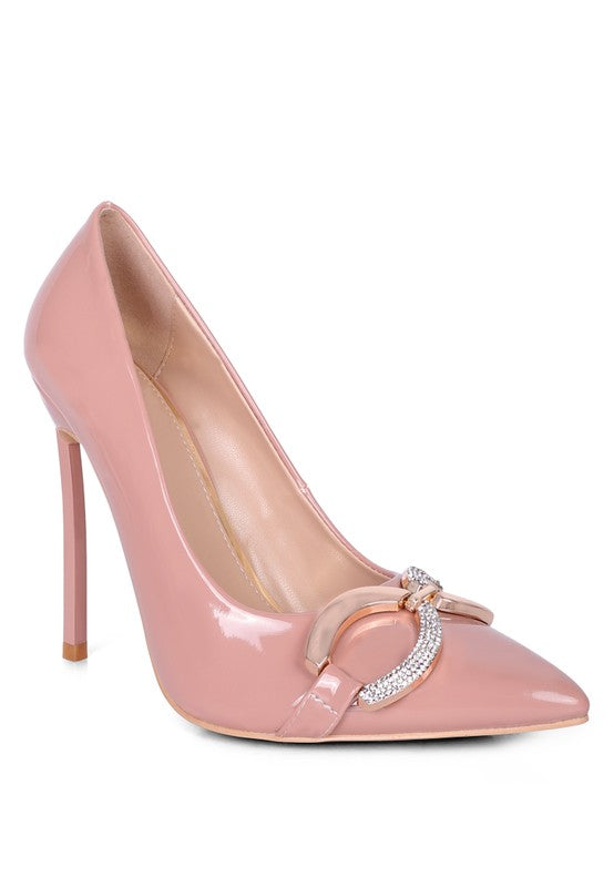 Cocktail Rhinestone Buckle Stiletto Pumps