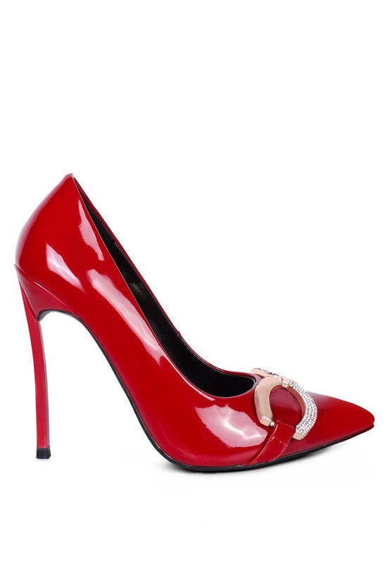 Cocktail Rhinestone Buckle Stiletto Pumps