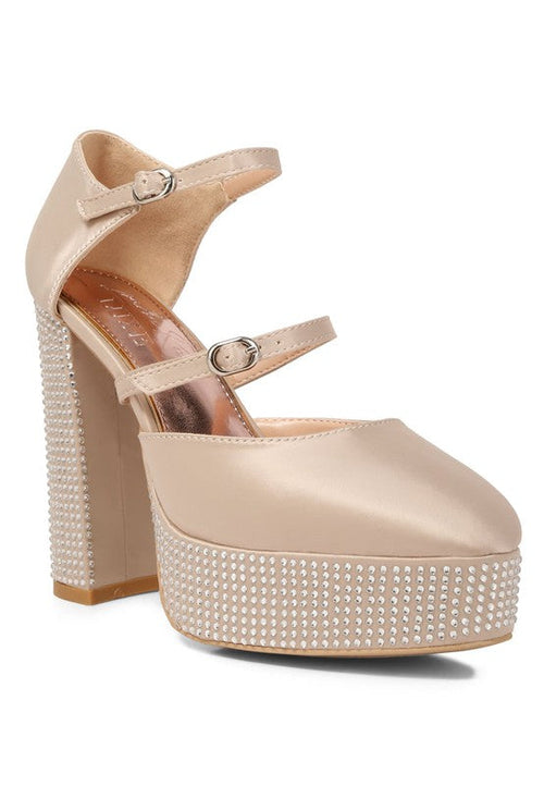 Shiver Rhinestone Platform Mary Jane Sandals