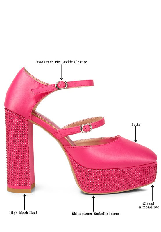 Shiver Rhinestone Platform Mary Jane Sandals