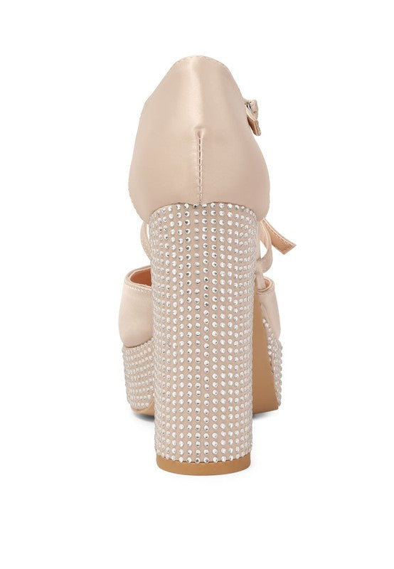 Shiver Rhinestone Platform Mary Jane Sandals