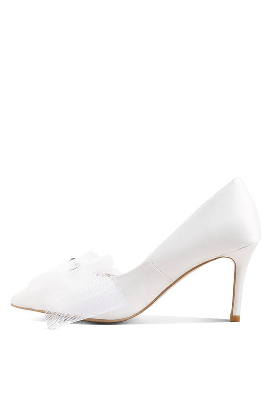 Odette Diamante Bow Satin Stiletto Pumps