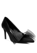 Odette Diamante Bow Satin Stiletto Pumps