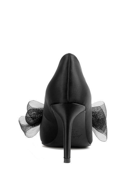 Odette Diamante Bow Satin Stiletto Pumps