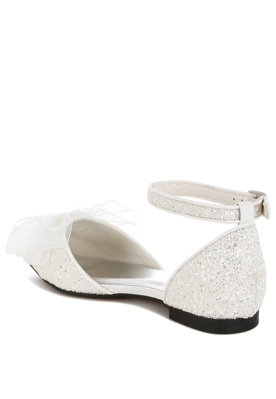 Clarice Glitter Bow Flat Sandals