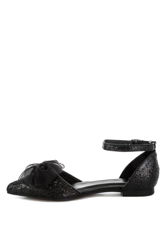 Clarice Glitter Bow Flat Sandals