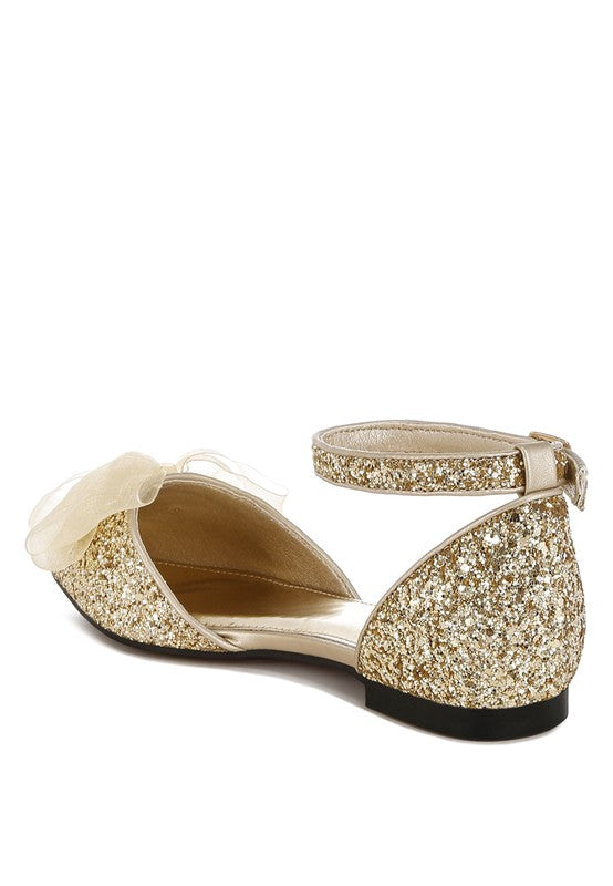 Clarice Glitter Bow Flat Sandals