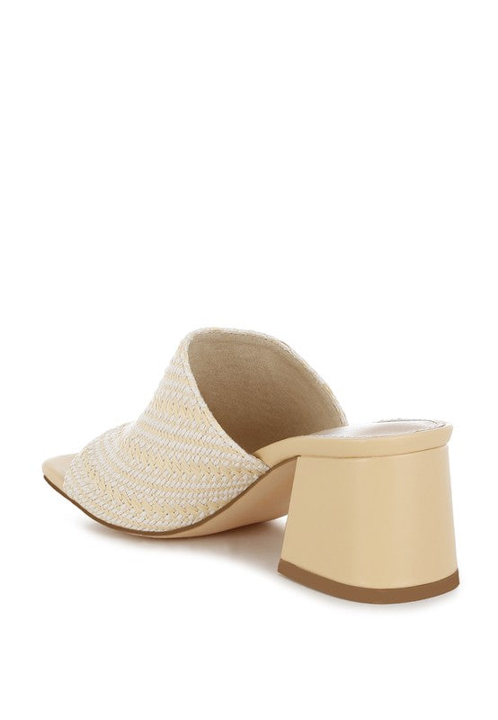 Morgana Woven Raffia Block Heel Slip-Ons